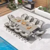 11 Pieces Patio Dining Set Wicker Outdoor Furniture Rectangular Table and Chairs Set for Garden Deck Aluminum Frame 1