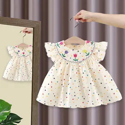 MILANCEL 2024 New Summer Baby Dress Infant Girls Cute Colorful Dots Princess Dress Toddler Clothes
