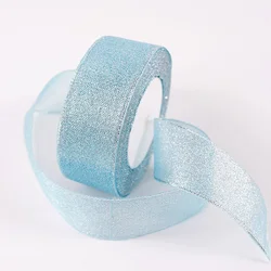 Glitter Organza Ribbon Bow for Decorations and Gift Wrapping, 40mm x 22m (70 sky blue)