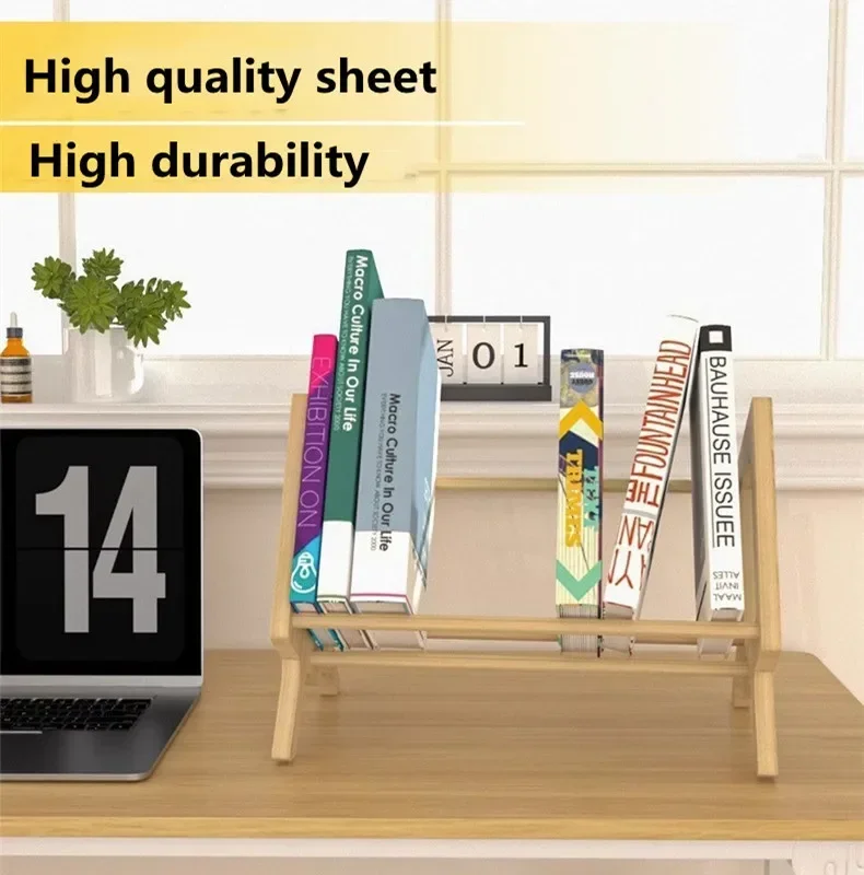 Home Simple Desktop Solid Wood Book Shelving Office Documents Magazine Stationery Sundry Organizer Bedroom Study Book Storage Ra