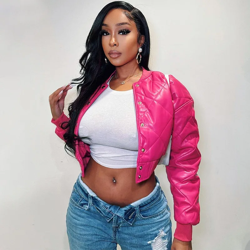 Bubble Puffer Crop Pink Jackets Coats Sexy Club Wear Coat 2023 Women Y2K Clothes Streetwear Winter Fashion Cropped Sexy Jakcet