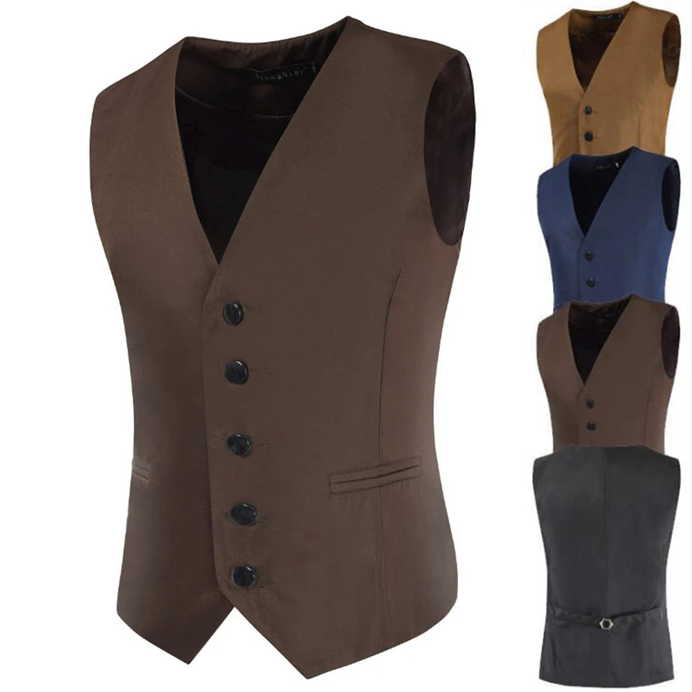 

Fashion Men Formal Business Coats Wedding Sleeveless Coat Slim Fit Dress Vest Suit Tuxedo Waistcoat Tops Outwear Jackets