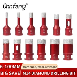 Onnfang M14 Thread Vacuum Brazed Diamond Porcelain 1PC Tile Stoneware Crowns Drill Marble Crowns Stone Masonry Hole Saw