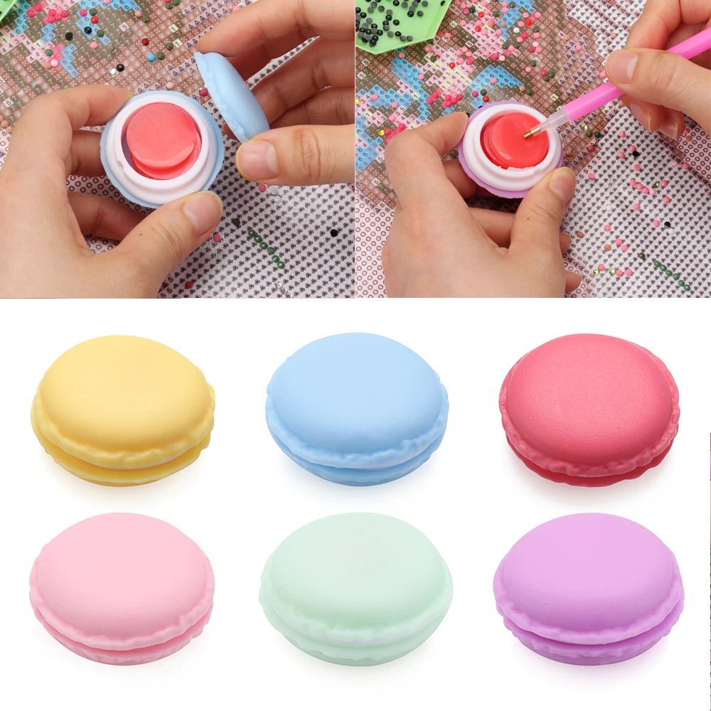

1Set Diamond Painting Glue With Macarons Box Kit Drilling Mud Embroidery Cross Stitch Storage Container Crafts Nail Tools
