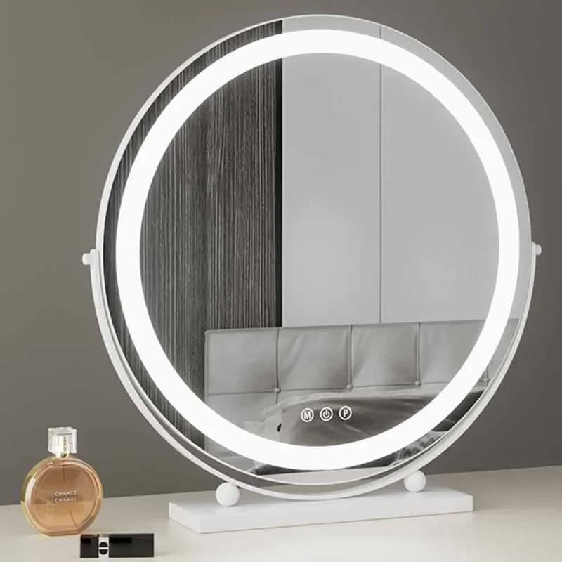 Mirrors Korean Decorative Bedroom Light Led Aesthetic Round Makeup Mirror Gold Round Espelho Grande Para Quarto Home Decoration