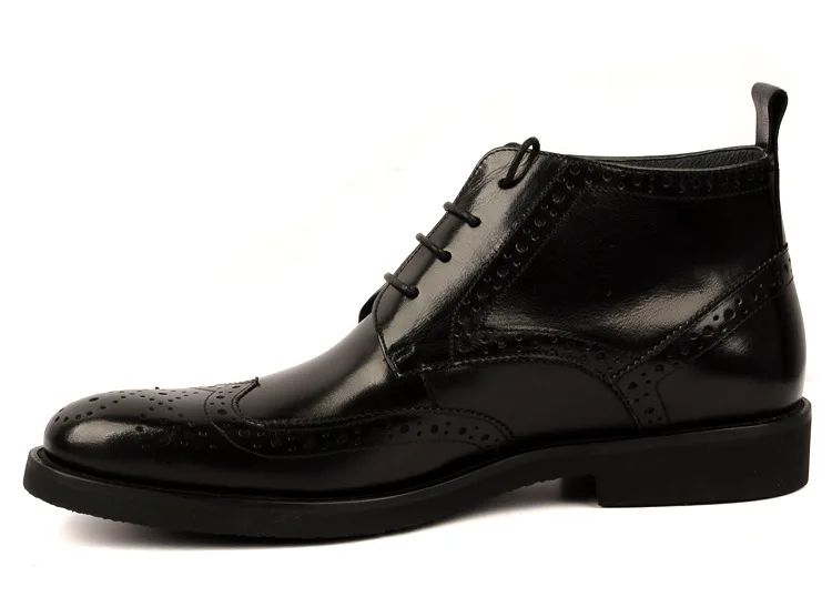 Herren-Lederstiefel mit Blockprägung für Herbst und Winter, High-Top-Business-Schuhe aus echtem Leder, britische lässige Stiefeletten für – Detail 14