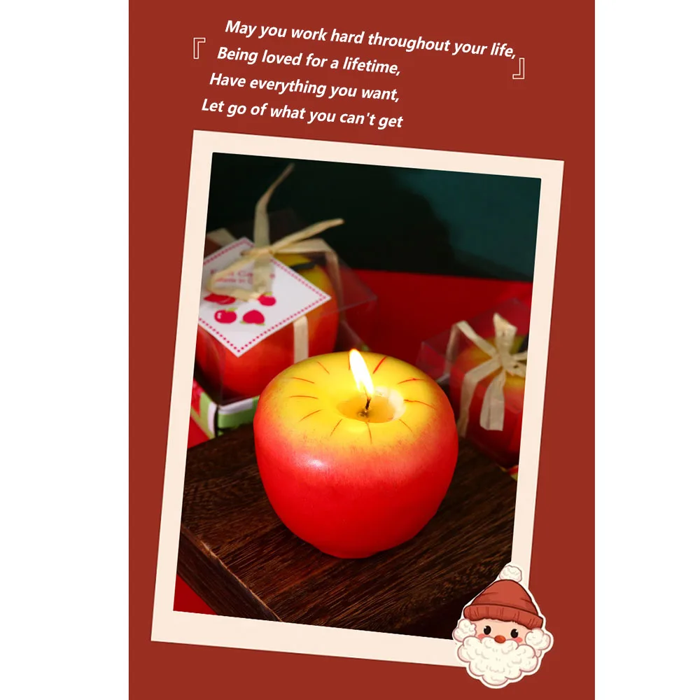 Christmas Gift Simulation Fruit Aroma Candle Apple Smokeless Handmade Candle Christmas Eve Party Decoration Gift Candles Red App - Image 5