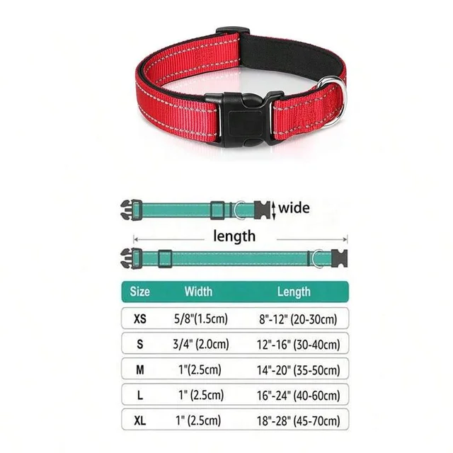 Reflective Dog Collar Soft Padded Breathable Safety Stripes Adjustable Cute Puppy Pet Necklace for Small Medium Large Dog 2