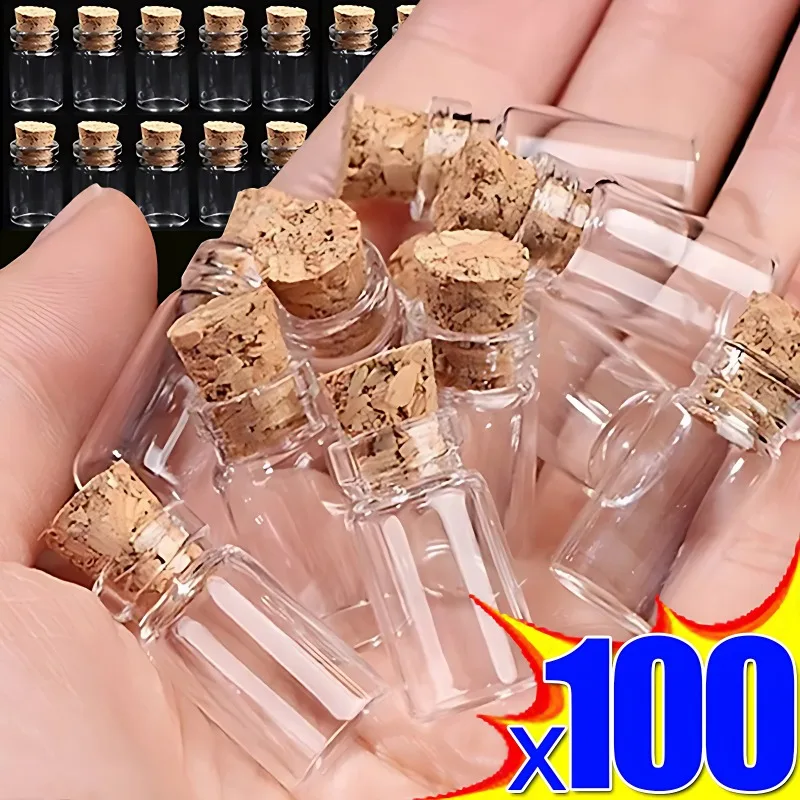 10/100Pcs Mini glass bottles mini glass bottles with Cork Stopper Message Bottles for Wedding Birthday Party Decoration DIY Jars Vials Gifts
