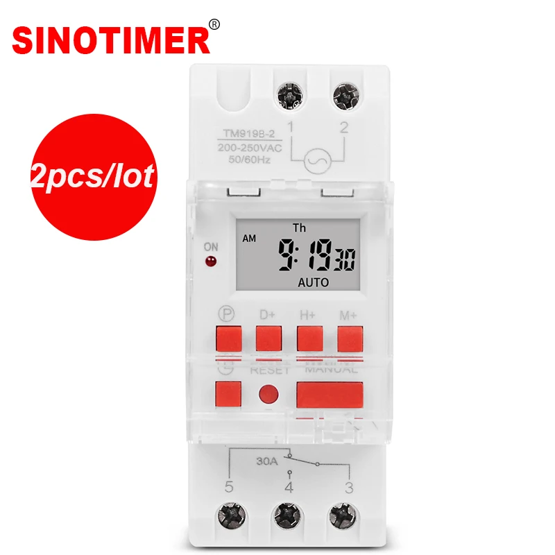 2PC-Lot-SINOTIMER-30AMP-Load-220V-Programmable-Digital-TIMER-SWITCH ...