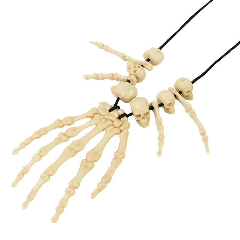 1 stücke Skelett Hand Halskette Knochen Halloween liefert Zubehör Bühnen dekor Ghost Head Halskette Terror Schädel Kopf Anhänger Requisiten – Detail 3