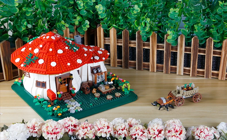 2233PCS Fairy Tale Mushroom House Building Blocks MOC Village
