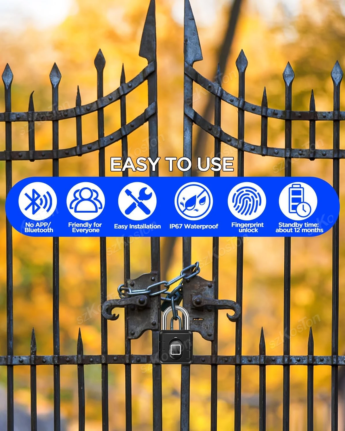 Fingerprint Padlock Waterproof Smart Keyless Security Protect for Luggage Locker Dormitory Anti-theft