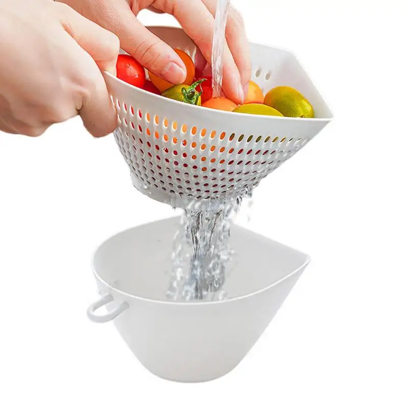 

Kitchen Colander Bowl 2-In-1 Double Layered Washing Bowl And Strainer Kitchen Colander Bowl Set Pasta Strainer Food Strainer For
