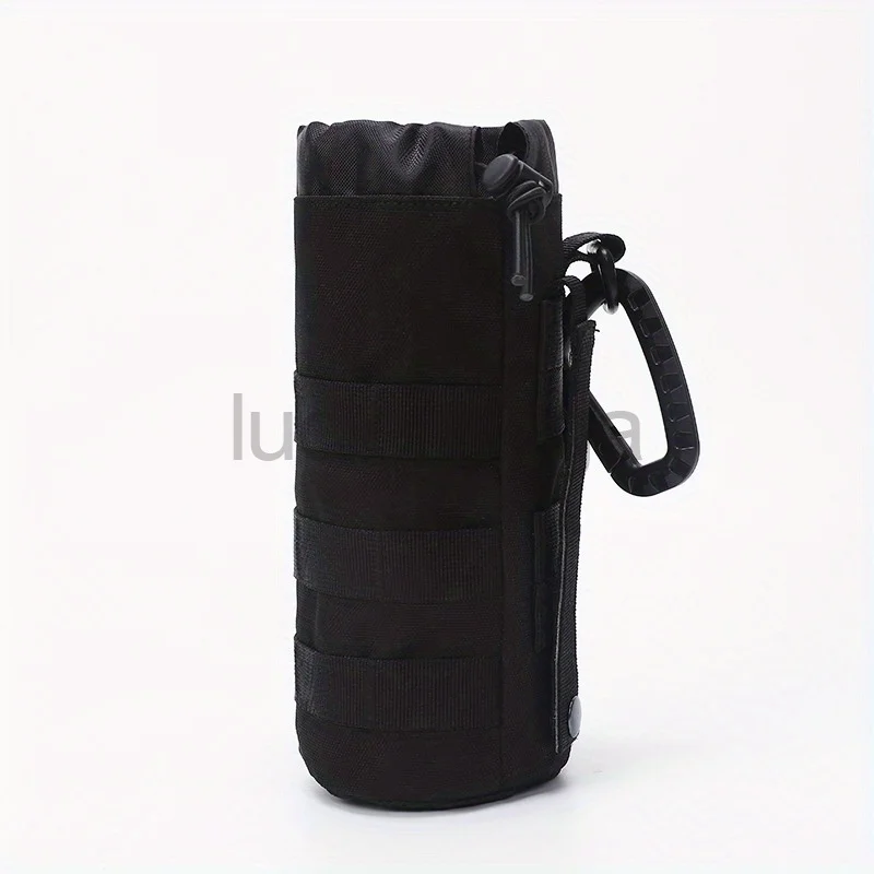 LUC D 버클이 있는 전술 Molle 가방, 야외 하이킹 낚시 파우치, 드로스트링 Molle 병 거치대 가방, 메쉬 병 주전자 캐리어
