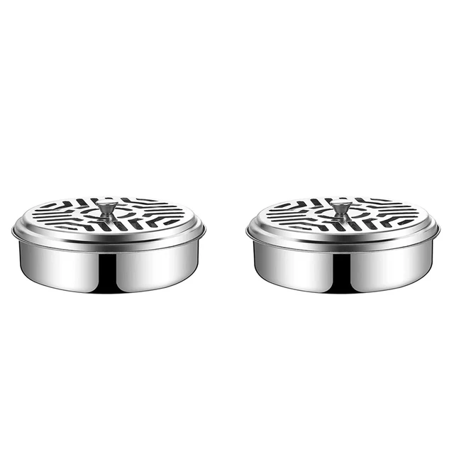 2X Rozsdamentes Acél Tartó A Szúnyog Tekercsekhez, Tűzálló Spirál Tartály, Hordozható Fém Tekercs