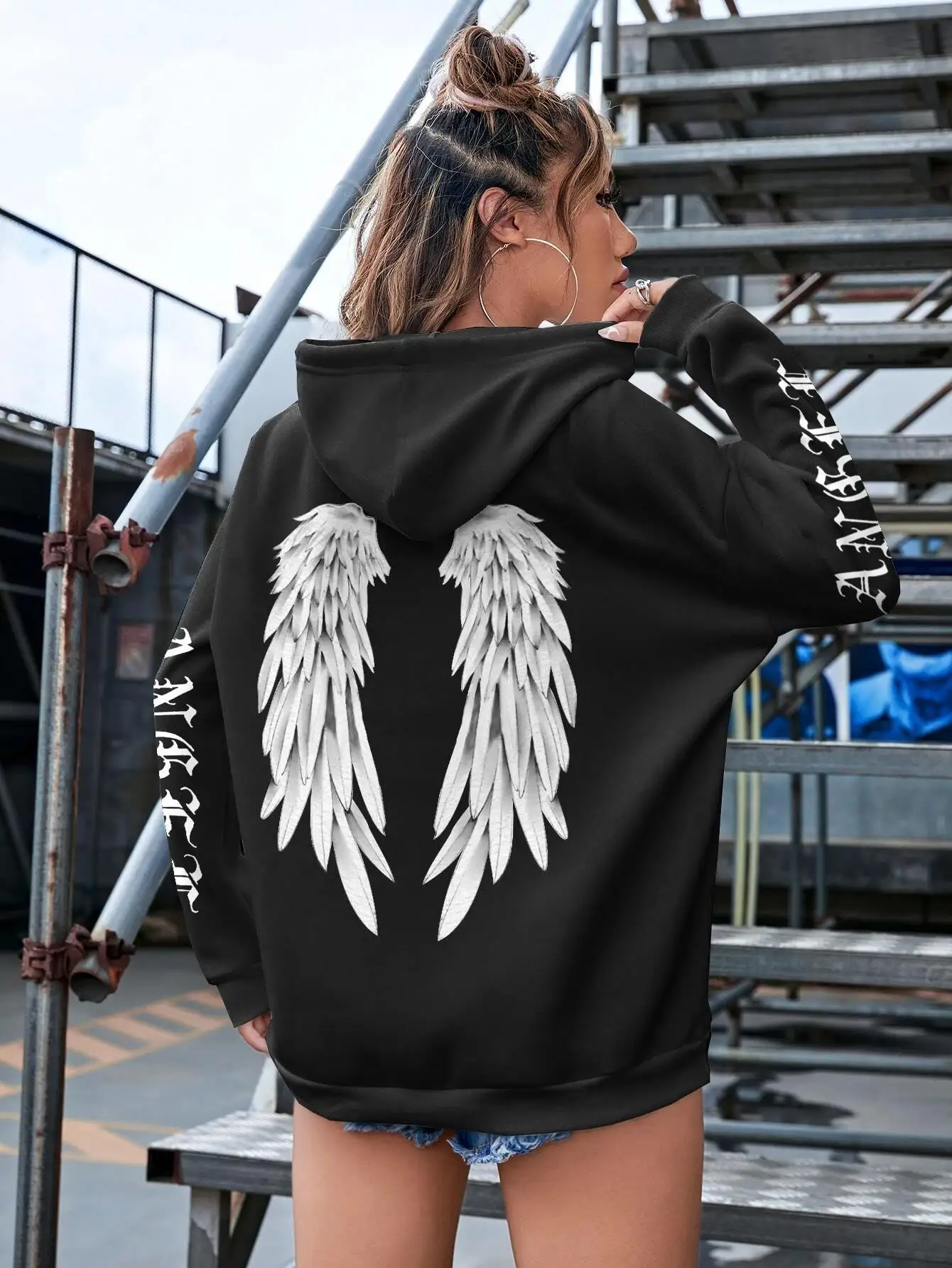 Beautiful Angel Wings Printed Hoodies Women Warm Comfortable Casual Hoodie Fashion Classic Hoody Loose Original Basic Clothes 2