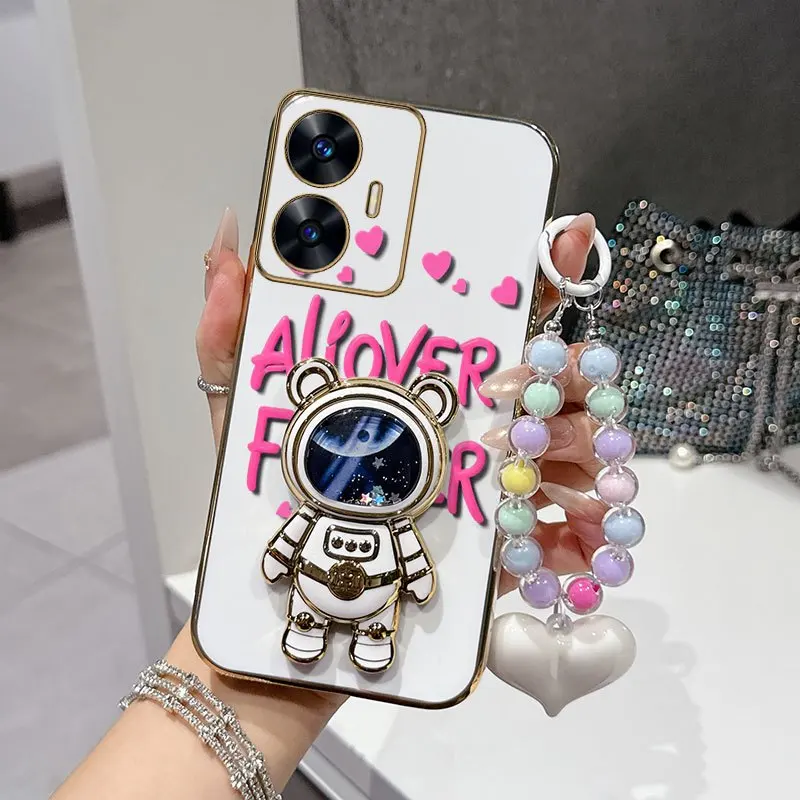 Floral Fan Phone Case Set with Beaded Lanyard & Stand (3 Pieces)
