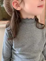 Sli High Collar Base irt for Girls Baby Faionable Autumn Wear T irt Children's Trendy Top Casual Sle Long Sve