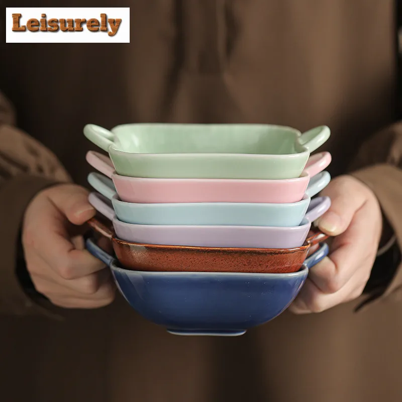 Auspicious Clouds Double Ear Fruit Dishes Vintage Pastry Plate Dry Fruit Serving Tray Household Plates For Food Tableware Gift