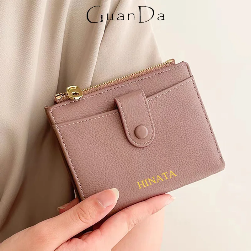 

Custom Letters Leisurely Fashion Wallet For Woman Genuine Leather Zipper Luxury Coin Purse Folding Casual Versatile Card Holder