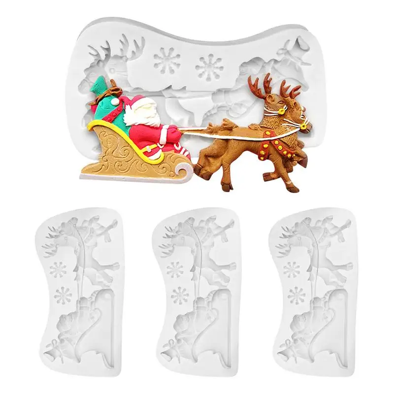 

4PCS Christmas Santa Claus Reindeer Car Cake Baking Mould Silicone Cookies Dies Chocolate Desserts Cookware Cake Decorating Tool