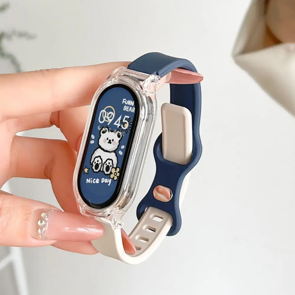 Sleek Two-Tone Button Style Watch Case with Breathable TPU Strap - Summer Edition
