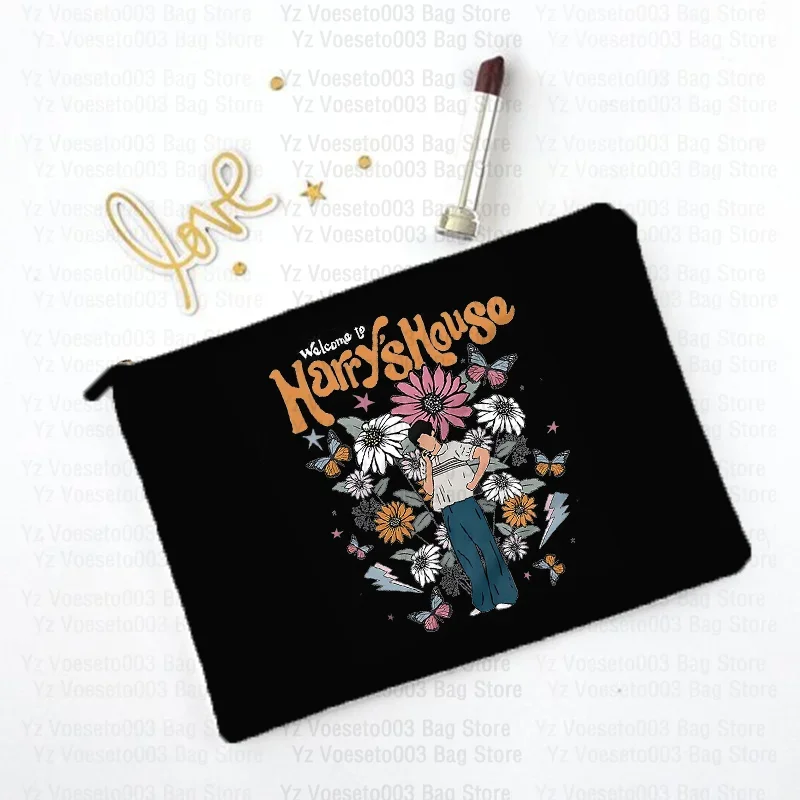 Harry\'s House Makeup Cosmetic Lipstick Travel Wash Bag Women\'s Canvas Linen Pouch Pencil Stationery Small Mini Bags Teacher Gift