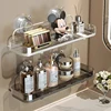 Bathroom Shelf Strong Suction Cup Non Perforated Wall Mounted Kitchen Shelf Household Storage Iron 1