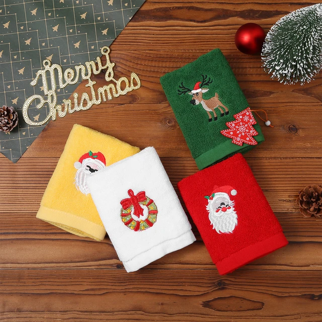 2024 Christmas Hand Towels Set 4 Pack Embroidered Kitchen Dish