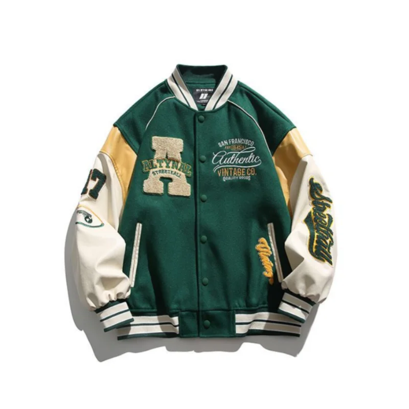 Korean Version of Trendy Street Men's Jacket Loose Flocked Embroidered Jacket Oversize Baseball Jacket Spring Autumn Couple Wear