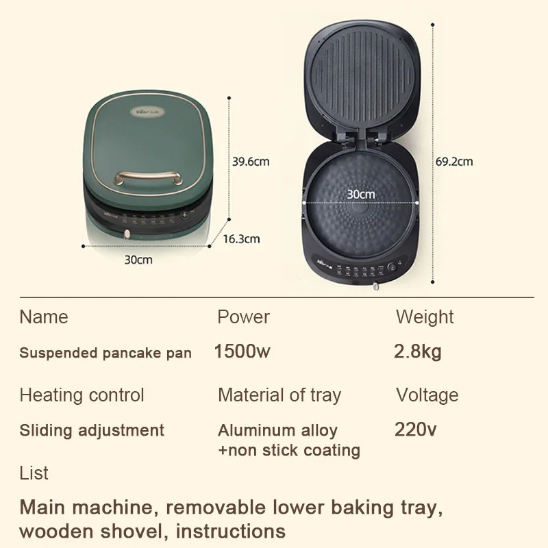 Green Electric cake pancake pot House Pancake pan fried Grilled Sandwiches Sandwiches Can be Removed Bears 6