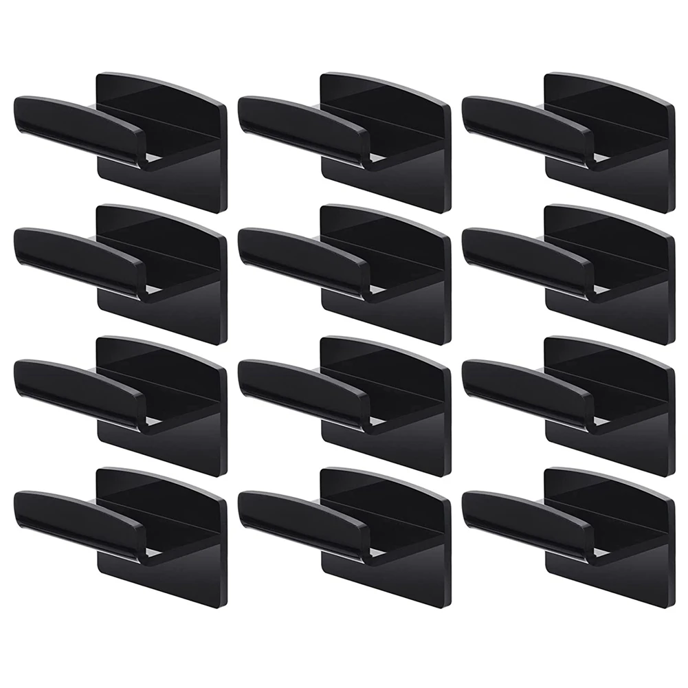 

12 Pieces Hat Rack Hat Holder Organizer for Wall Hats Hanger Adhesive Hat Hooks Baseball Cap Display Rack, Black
