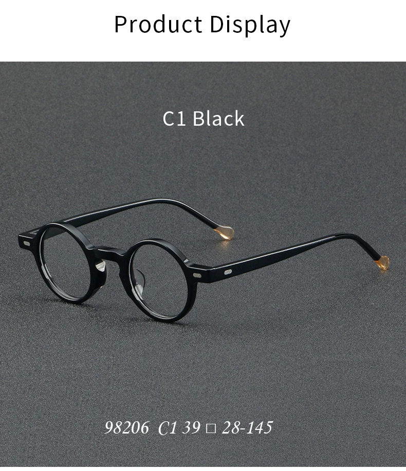 Xbora Herren runde Acetat Brillen gestelle, Retro-Optik, stilvolle klassische, Luxus mode Damen Brillen 98206 – Detail 4