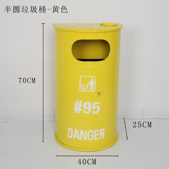 

Retro Industrial Style Half-cylinder Metal Trash Can For Home Bar