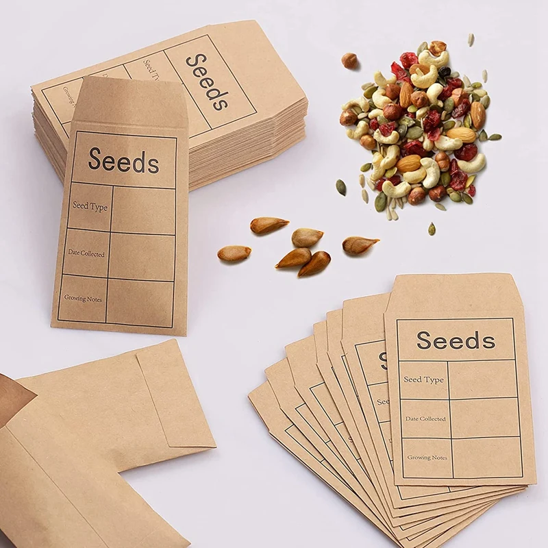 20pcs, Seed Envelopes, Resealable Seed Packets Envelope Self Adhesive  Sealing Seed Saving Envelopes Small Brown Paper Seed Storage Envelopes For  Colle