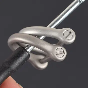 1PC Titanium Alloy Horseshoe Buckles Carabiner D Bow Staples Shackle Key Ring Keychain Hook Buckles Outdoor Bracelet Buckle