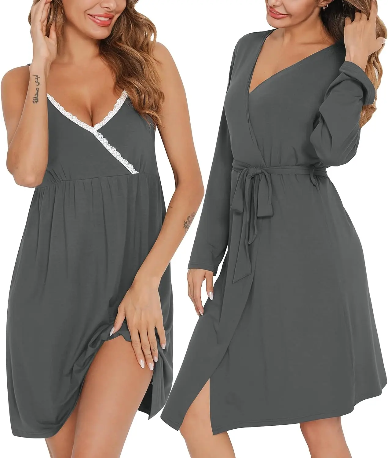 Women's European and American maternity wear autumn set two-piece nightgown maternity nightgown set