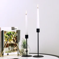 2 PCS Black Metal Candlesticks Holder for Taper Candles Table Romantic Desktop Table Home Decor Church Gift 3
