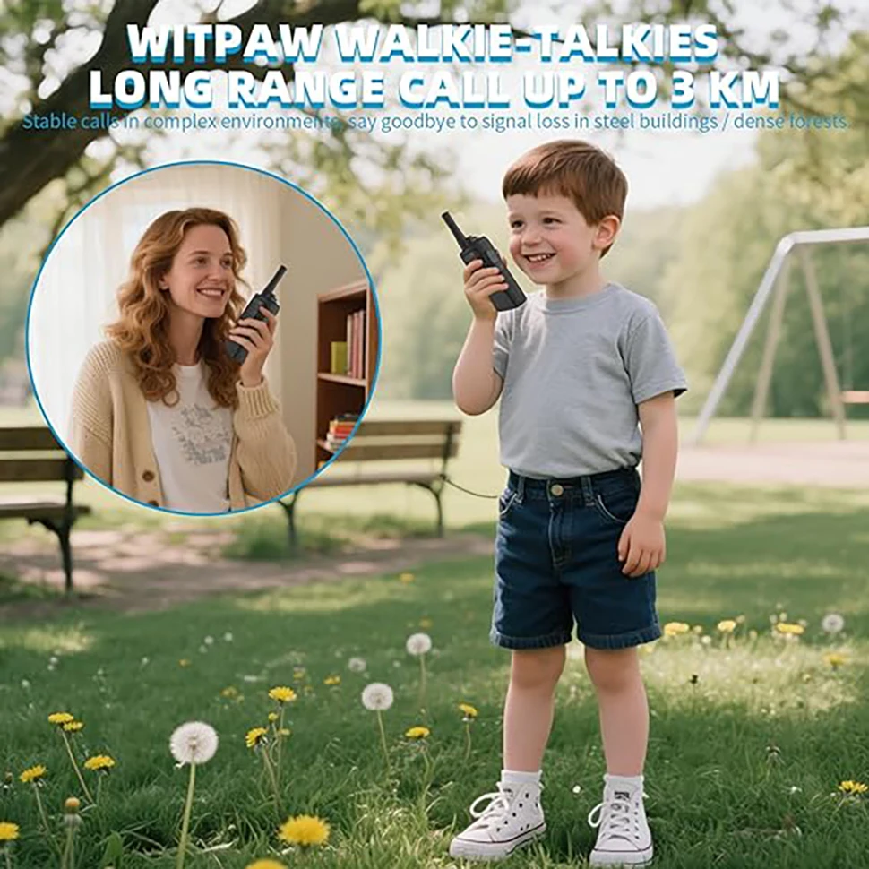 어린이용 무전기(2개) |   충전식, 3마일 거리, 1200mAh 장시간 대기 가능
