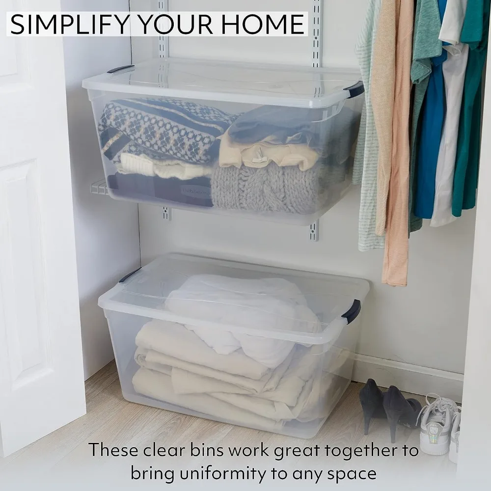 Rubbermaid Clever Store Basic Latch Storage Bin with Lid - Clear