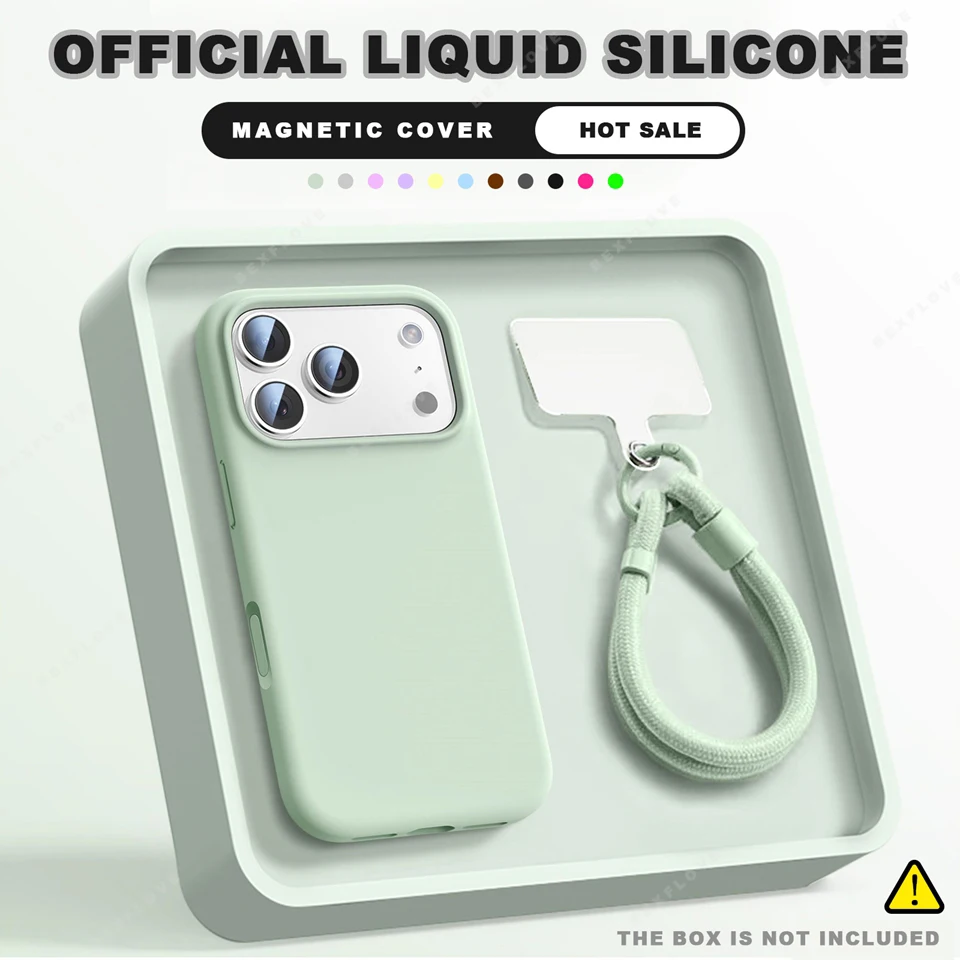 Magnetic Wrist Strap Phone Case with Liquid Silicone Lanyard and Magsafe Compatibility