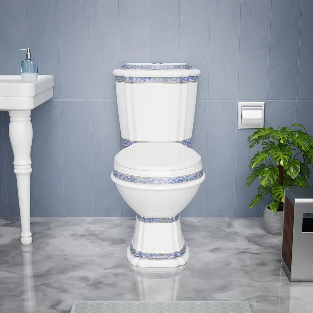 India Reserve  Elongated Bathroom Toilet WaterSense Dual Flush with Slow Close  Seat Two-Piece Grade Porcelain Scratch and Stain 3