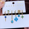 Yakemiyou 6pcs Turquoise Water Drop Star Dangle Earrings Set with Ear Cuff Gold Color Women Jewelry 1