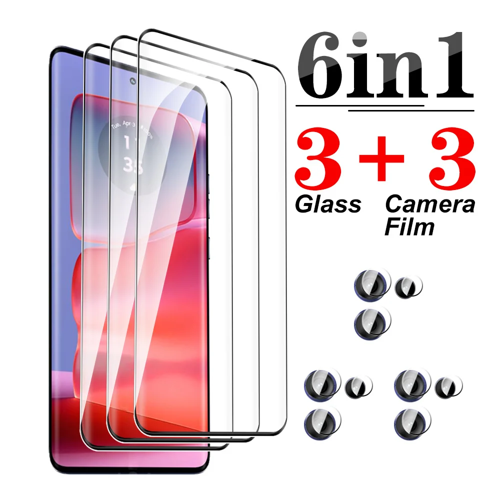 6 In1 Full Glue Vetro Temperato Curvo Per Fotocamera Per Motorola Edge 50 Pro 2024 Screen Protector Edge 50Pro 50Fusion 50Ultra 5G