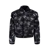 FEWQ Hole Torn Denim Men's Street Jacket Denim Suit 2024 Tie Dye Design Turn-down Collar Long Sleeve Male Sets Fashion 24E1516 5