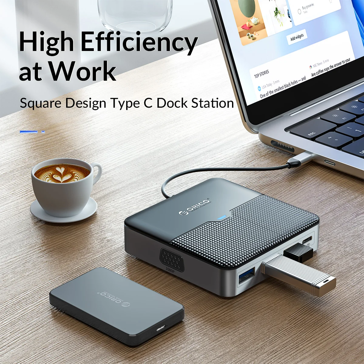 HUB 4K60Hz Adaptador RJ45 PD compatível com