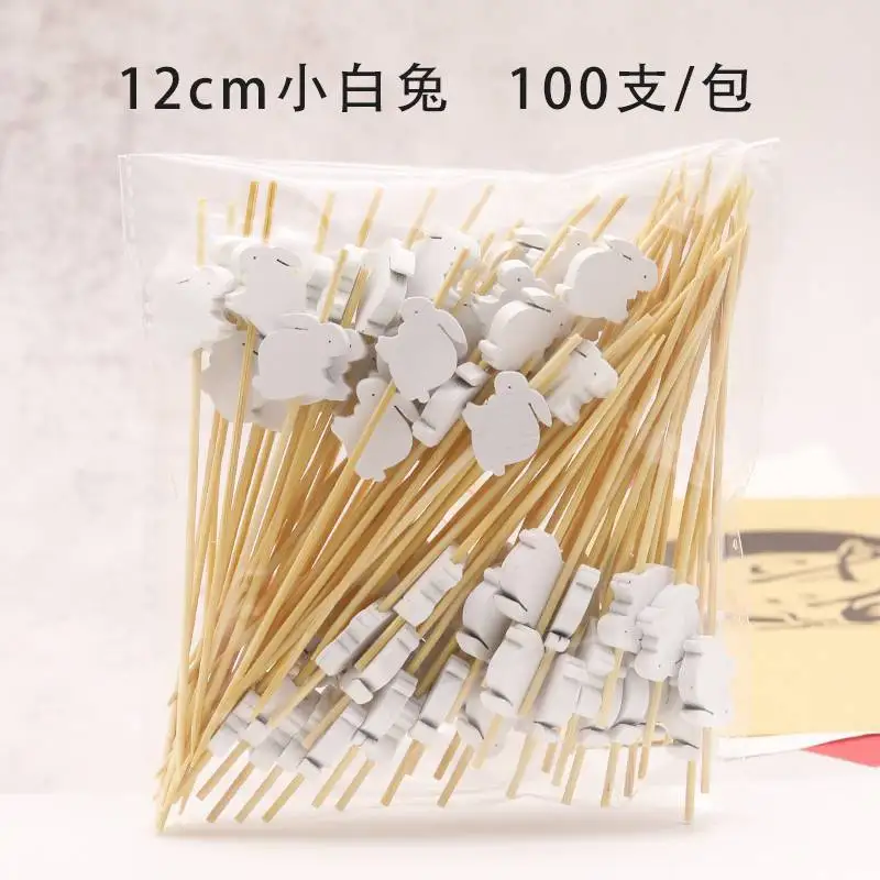 Easter Disposable Bamboo Skewers Rabbit Easter Eggs Fruit Fork Food Picks Sandwich Buffet Stick Easter Decoration