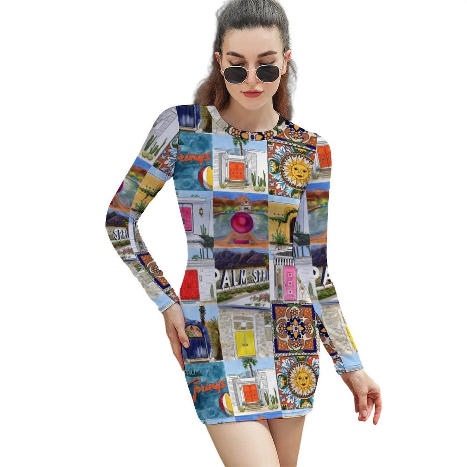 

Платье-футляр с длинным рукавом и принтом пальмовые спринцы Talavera Роскошные вечерние платья 2024 платья для женщин