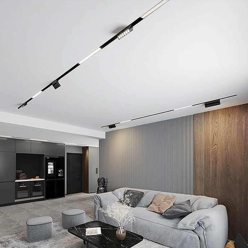 Modern Magnetic Track Light Ceiling Lamp Embedded Spotlight Floodlight Livingroom Lighting Magnetic Rail Indoor Lighting System